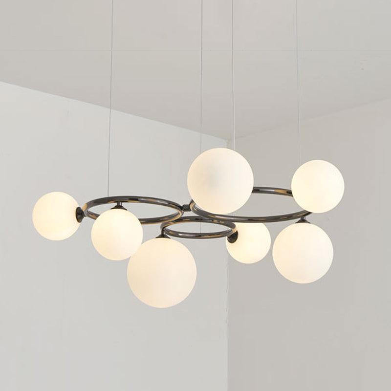 Blown Glass Globe Chandelier Modern Stylish Dining Room Hanging Light