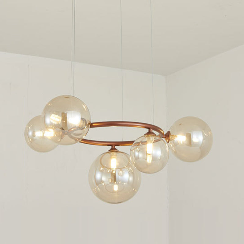 Blown Glass Globe Chandelier Modern Stylish Dining Room Hanging Light