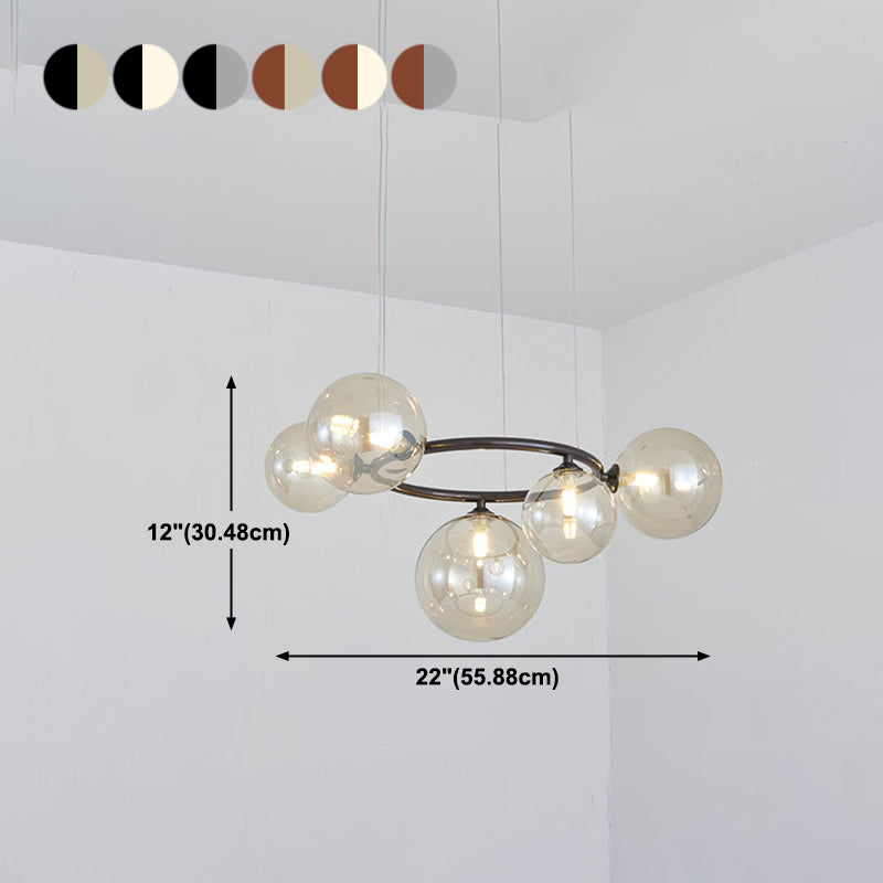 Blown Glass Globe Chandelier Modern Stylish Dining Room Hanging Light