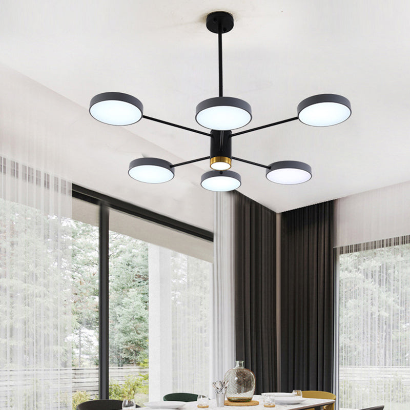 Metal Circles Pendant Lighting Fixture Minimalist Style LED Chandelier Lighting