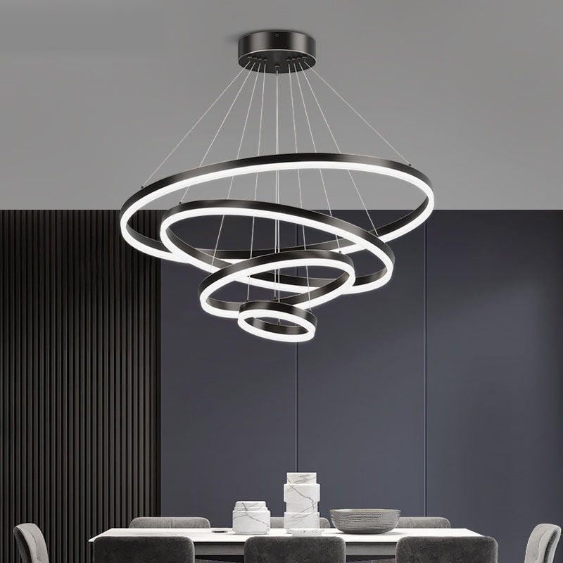 Black Multi-Tier Chandelier Lighting Fixture Modern Chandelier Pendant Light for Bedroom