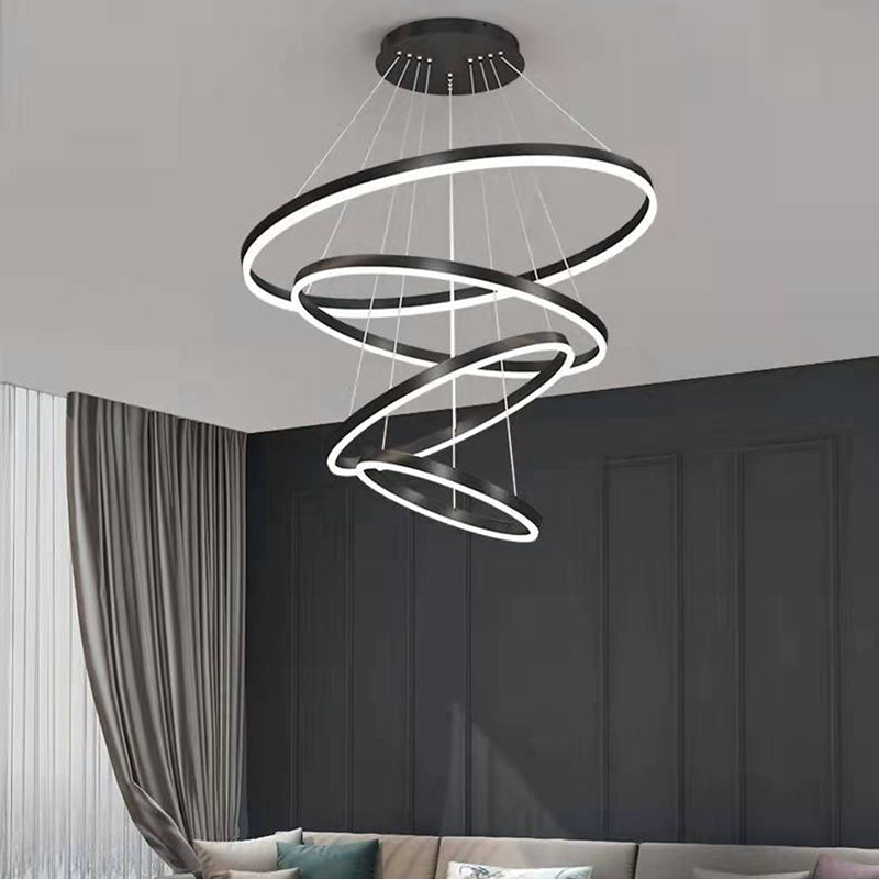 Black Multi-Tier Chandelier Lighting Fixture Modern Chandelier Pendant Light for Bedroom