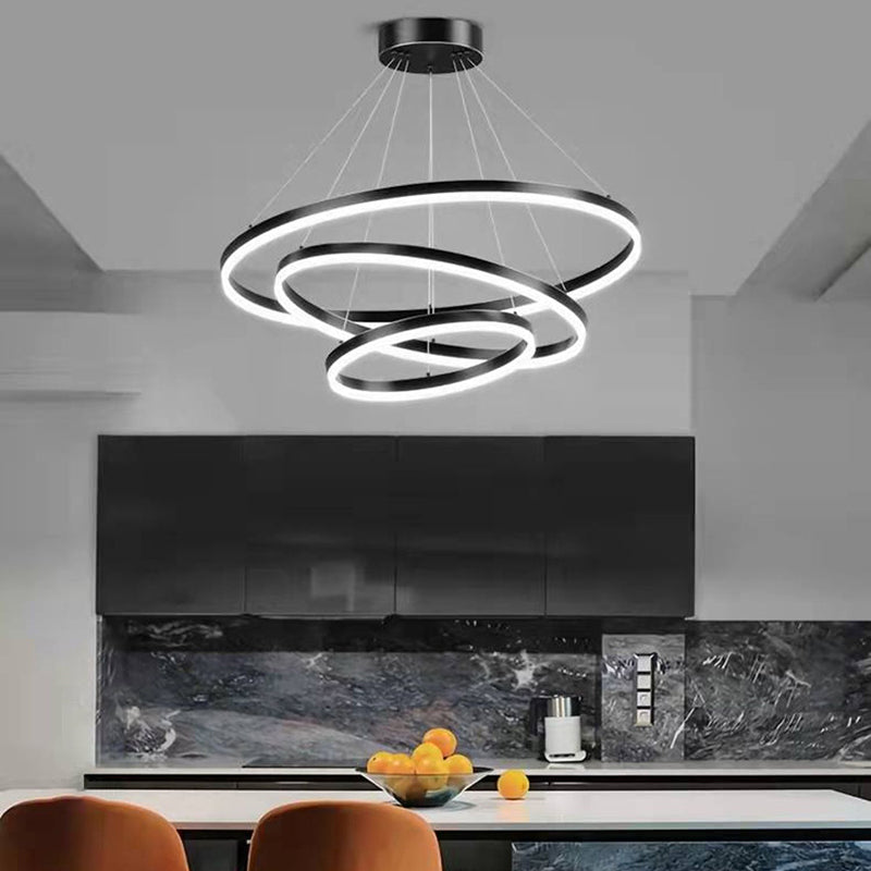 Black Multi-Tier Chandelier Lighting Fixture Modern Chandelier Pendant Light for Bedroom
