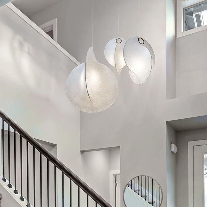 Wit moderne hanglamplichteranatuur 1-licht zijdehanglicht voor trappen