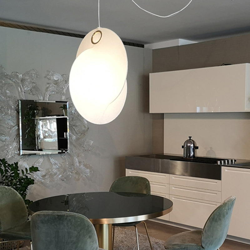 Wit moderne hanglamplichteranatuur 1-licht zijdehanglicht voor trappen