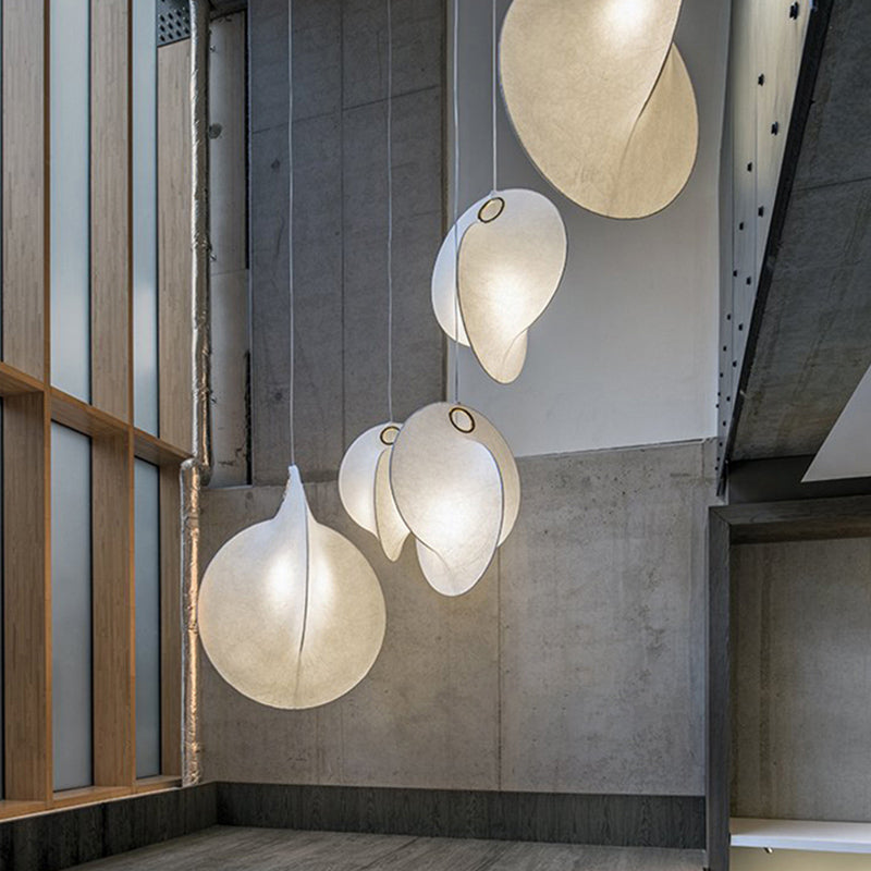 Wit moderne hanglamplichteranatuur 1-licht zijdehanglicht voor trappen