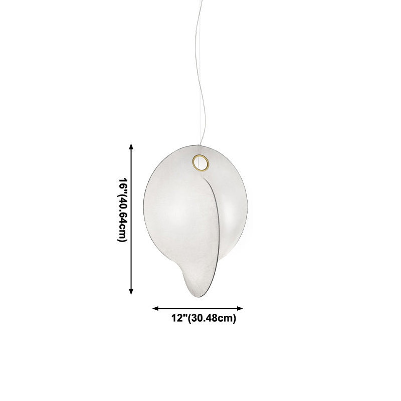 White Modern Pendant Lighting Fixture 1-Light Silk Hanging Light for Stairs