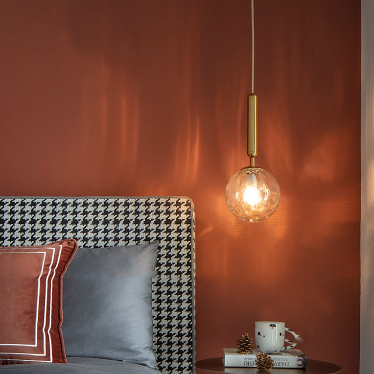 Modern Style Spherical Shape Hanging Light Glass 1 Light Hanging Light Fixture