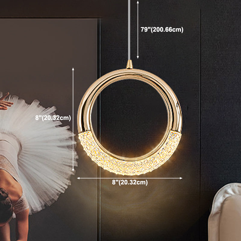 Modern Style Geometry Shape Hanging Light Metal 1 Light Hanging Light Fixture in Gold