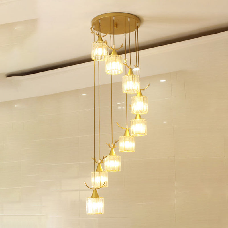 Cylinder Shape Hanging Lights Modern Style Crystal Hanging Light Fixtures