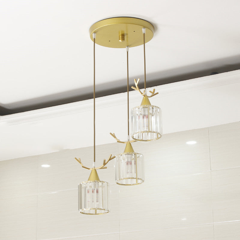 Cylinder Shape Hanging Lights Modern Style Crystal Hanging Light Fixtures