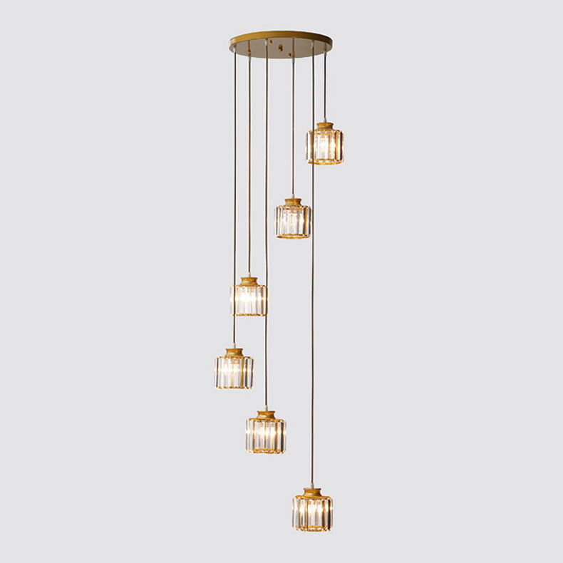 Modern Style Cylinder Shape Hanging Lights Crystal Hanging Light Fixtures