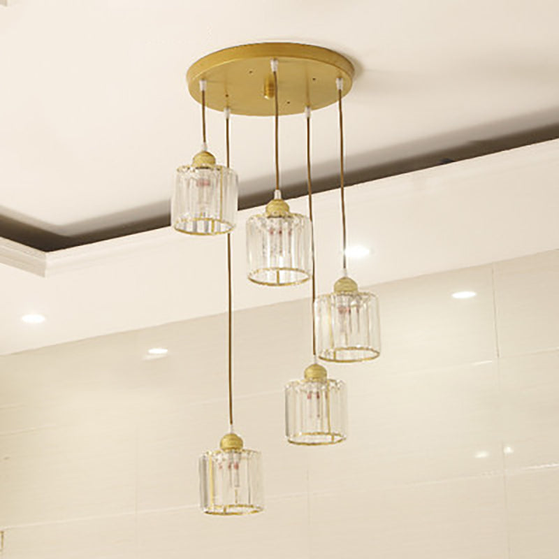 Modern Style Cylinder Shape Hanging Lights Crystal Hanging Light Fixtures