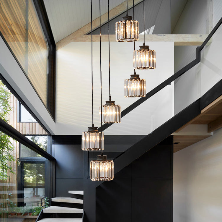 Modern Style Cylinder Shape Hanging Lights Crystal Hanging Light Fixtures