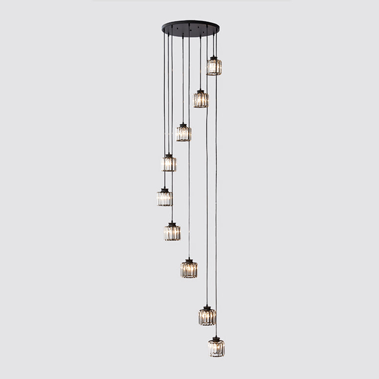 Modern Style Cylinder Shape Hanging Lights Crystal Hanging Light Fixtures