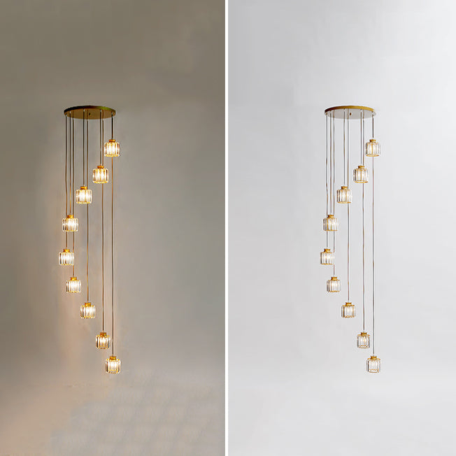 Modern Style Cylinder Shape Hanging Lights Crystal Hanging Light Fixtures