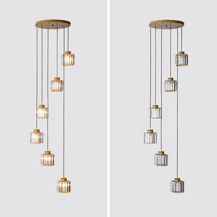 Modern Style Cylinder Shape Hanging Lights Crystal Hanging Light Fixtures