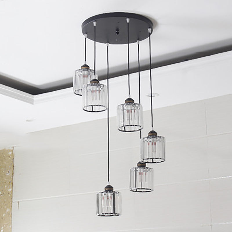 Modern Style Cylinder Shape Hanging Lights Crystal Hanging Light Fixtures