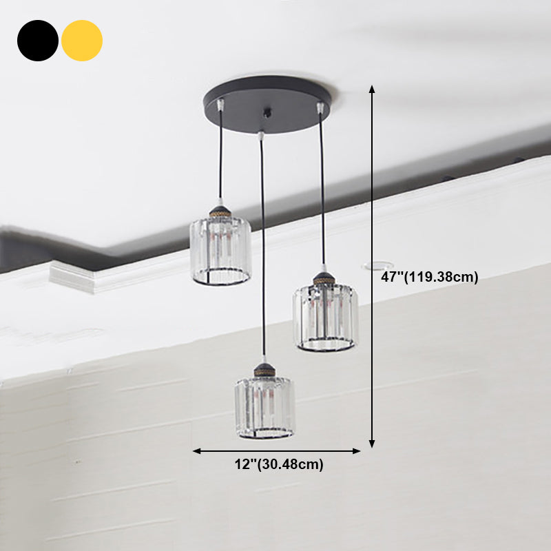 Modern Style Cylinder Shape Hanging Lights Crystal Hanging Light Fixtures