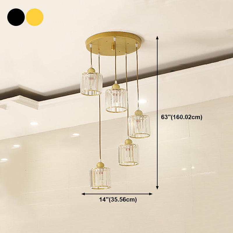 Modern Style Cylinder Shape Hanging Lights Crystal Hanging Light Fixtures