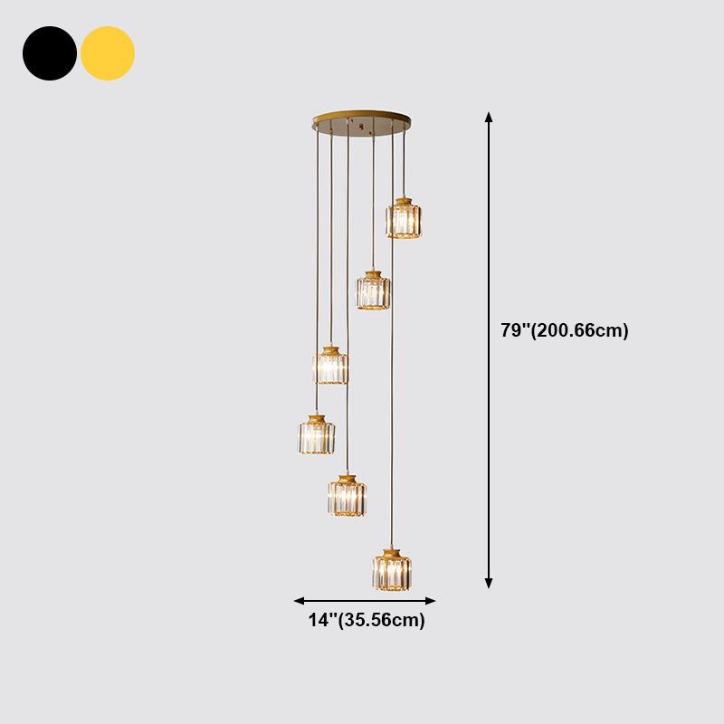 Modern Style Cylinder Shape Hanging Lights Crystal Hanging Light Fixtures