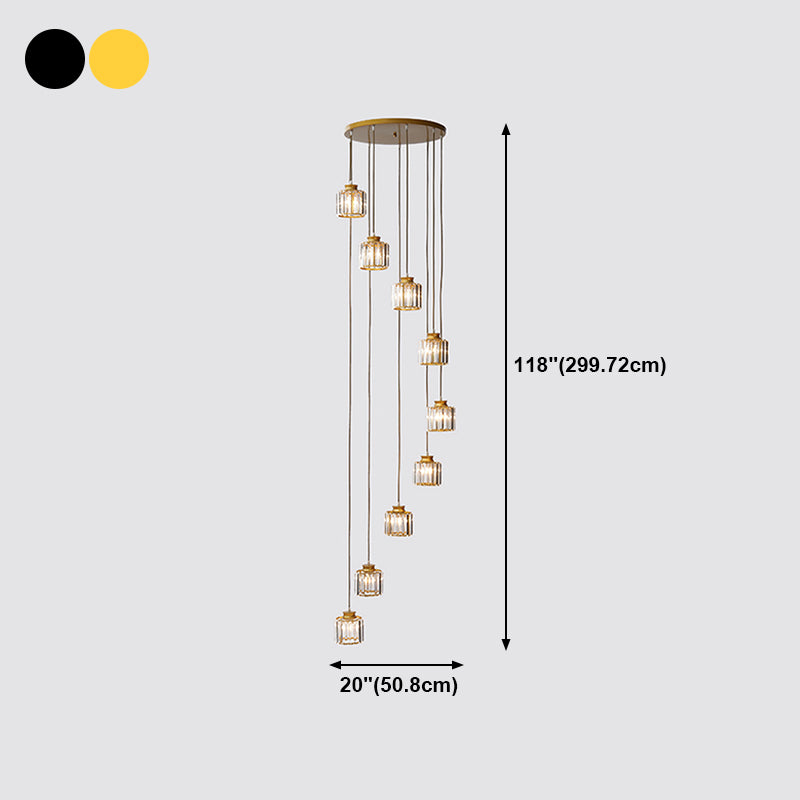 Modern Style Cylinder Shape Hanging Lights Crystal Hanging Light Fixtures