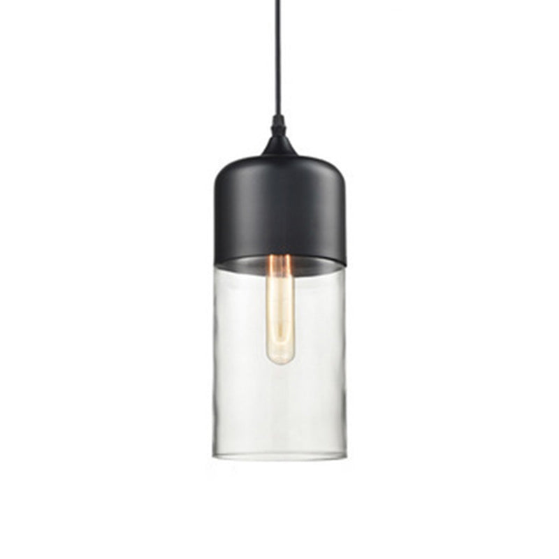 Geometric Hanging Lights Industrial Style Glass 1 Light Pendant Light Kit in Black
