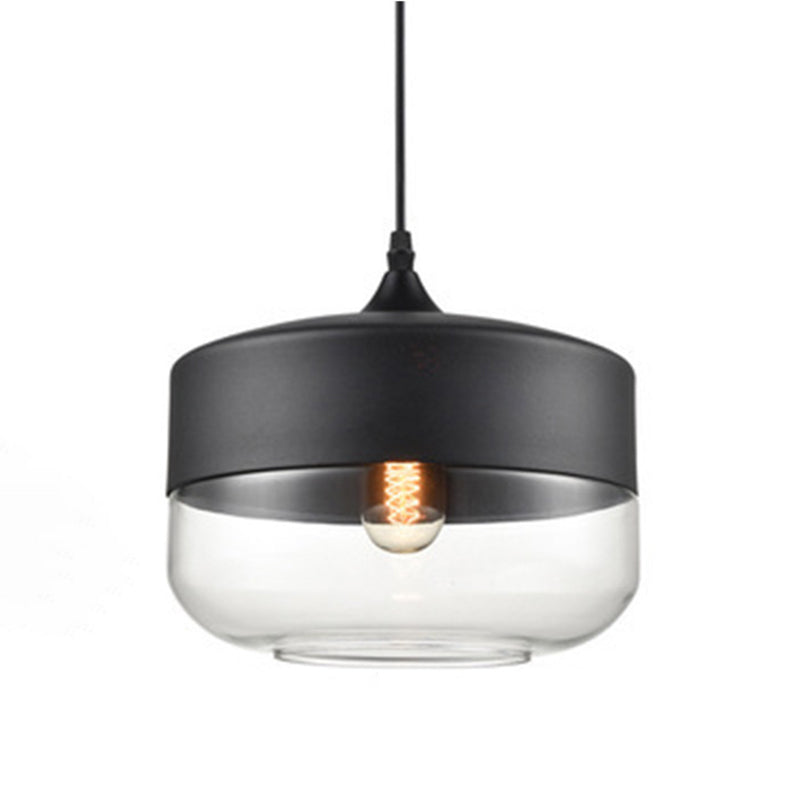 Geometric Hanging Lights Industrial Style Glass 1 Light Pendant Light Kit in Black