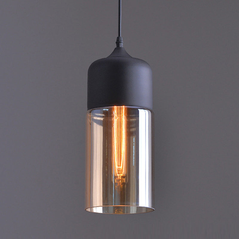 Geometric Hanging Lights Industrial Style Glass 1 Light Pendant Light Kit in Black