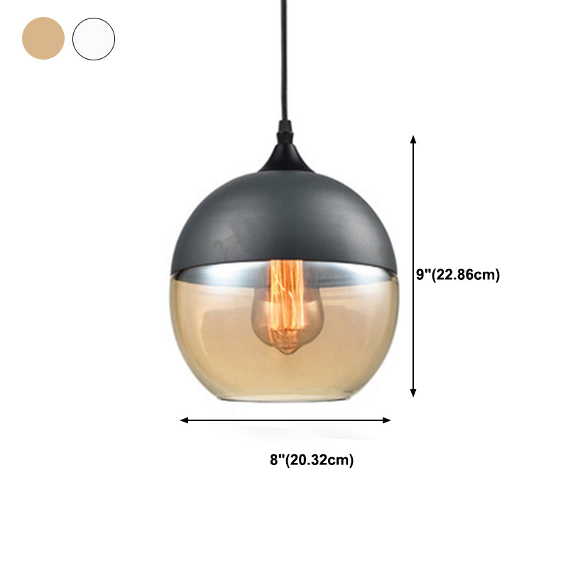 Geometric Hanging Lights Industrial Style Glass 1 Light Pendant Light Kit in Black