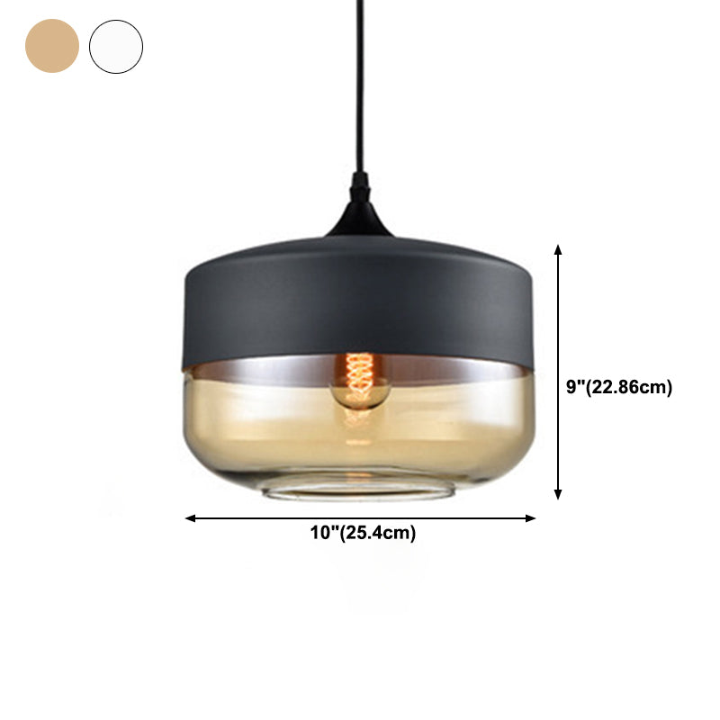 Geometric Hanging Lights Industrial Style Glass 1 Light Pendant Light Kit in Black