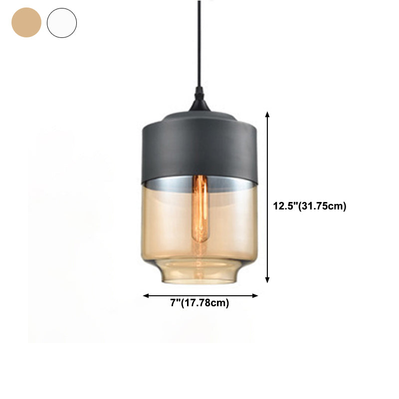 Geometric Hanging Lights Industrial Style Glass 1 Light Pendant Light Kit in Black