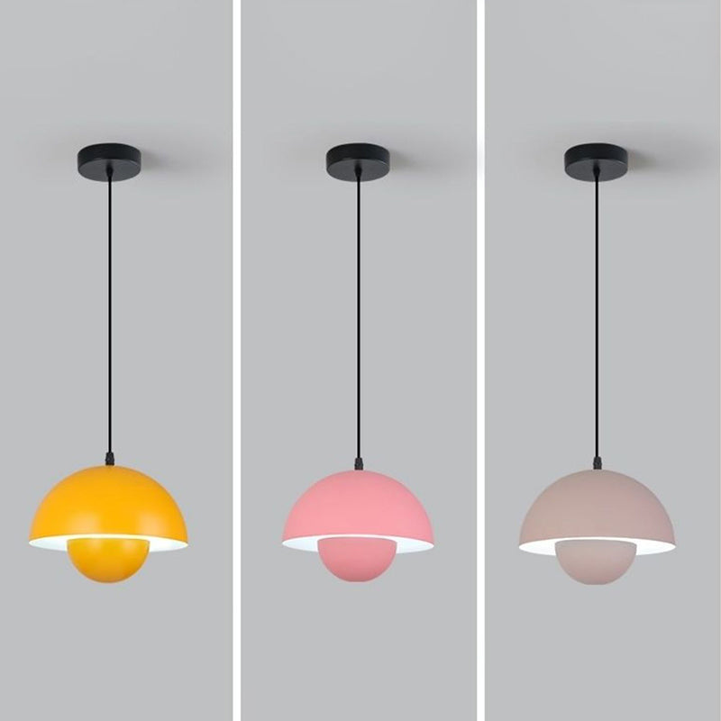 Colorful Dome Shape Pendant Light Nordic Metal Hanging Pendant for Living Room