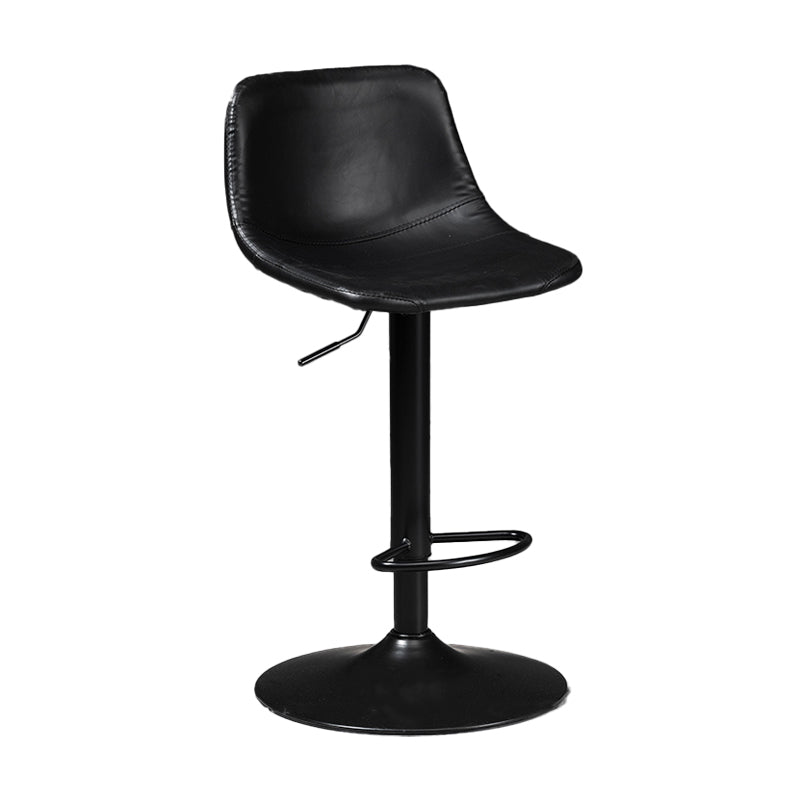 Taburete de bar de estilo industrial, asiento de cuero con respaldo bajo para barra de cocina
