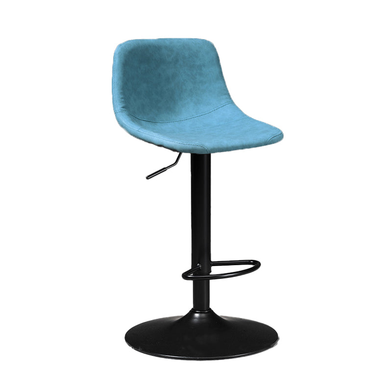 Taburete de bar de estilo industrial, asiento de cuero con respaldo bajo para barra de cocina