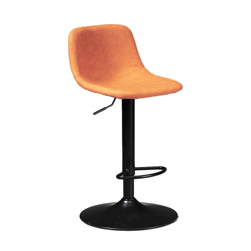 Taburete de bar de estilo industrial, asiento de cuero con respaldo bajo para barra de cocina