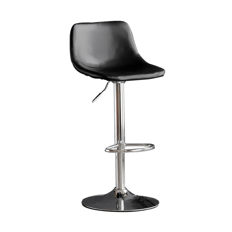 Taburete de bar de estilo industrial, asiento de cuero con respaldo bajo para barra de cocina