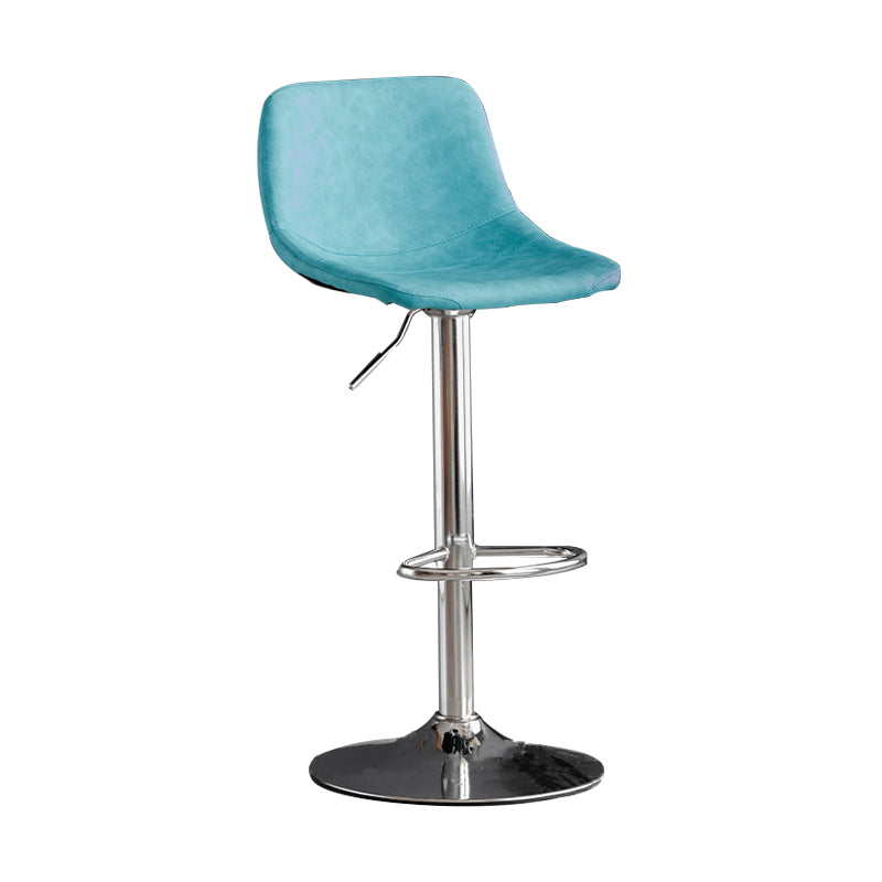 Taburete de bar de estilo industrial, asiento de cuero con respaldo bajo para barra de cocina