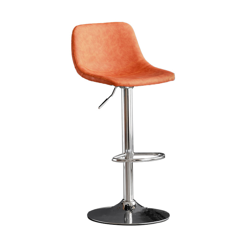 Taburete de bar de estilo industrial, asiento de cuero con respaldo bajo para barra de cocina