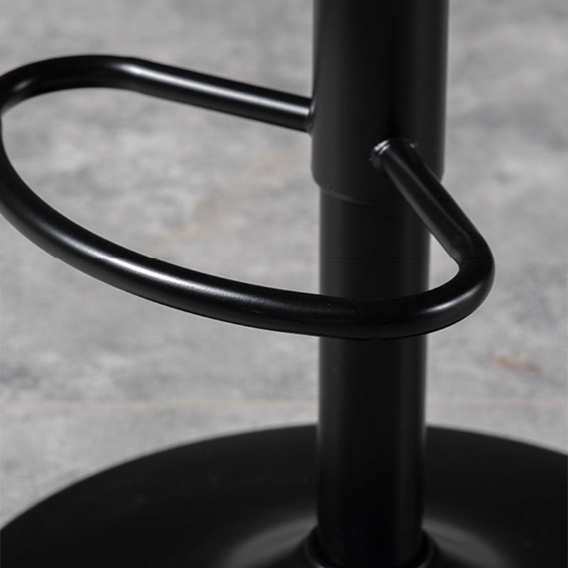 Taburete de bar de estilo industrial, asiento de cuero con respaldo bajo para barra de cocina