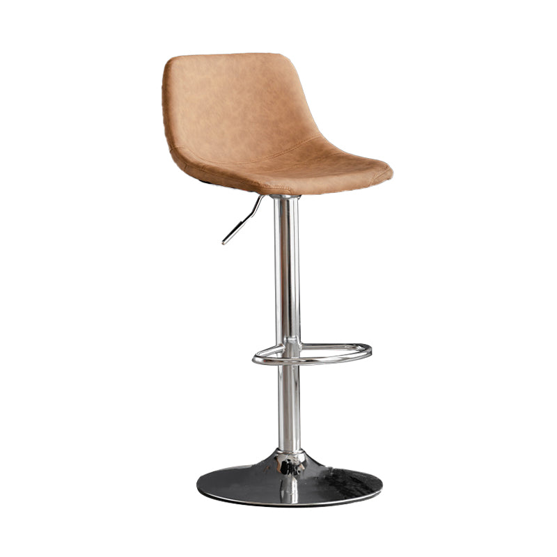 Taburete de bar de estilo industrial, asiento de cuero con respaldo bajo para barra de cocina