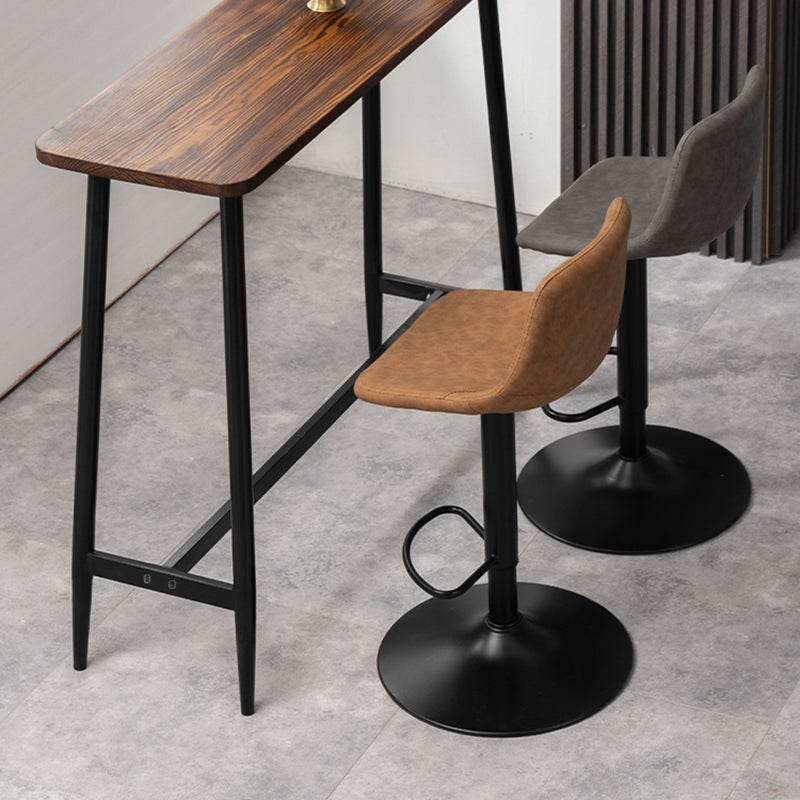 Taburete de bar de estilo industrial, asiento de cuero con respaldo bajo para barra de cocina