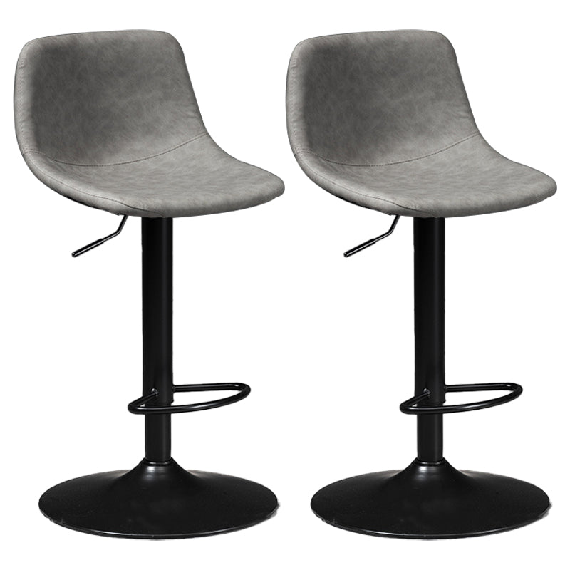 Taburete de bar de estilo industrial, asiento de cuero con respaldo bajo para barra de cocina