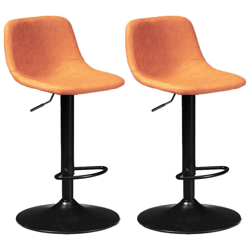 Taburete de bar de estilo industrial, asiento de cuero con respaldo bajo para barra de cocina