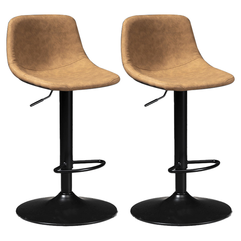 Taburete de bar de estilo industrial, asiento de cuero con respaldo bajo para barra de cocina