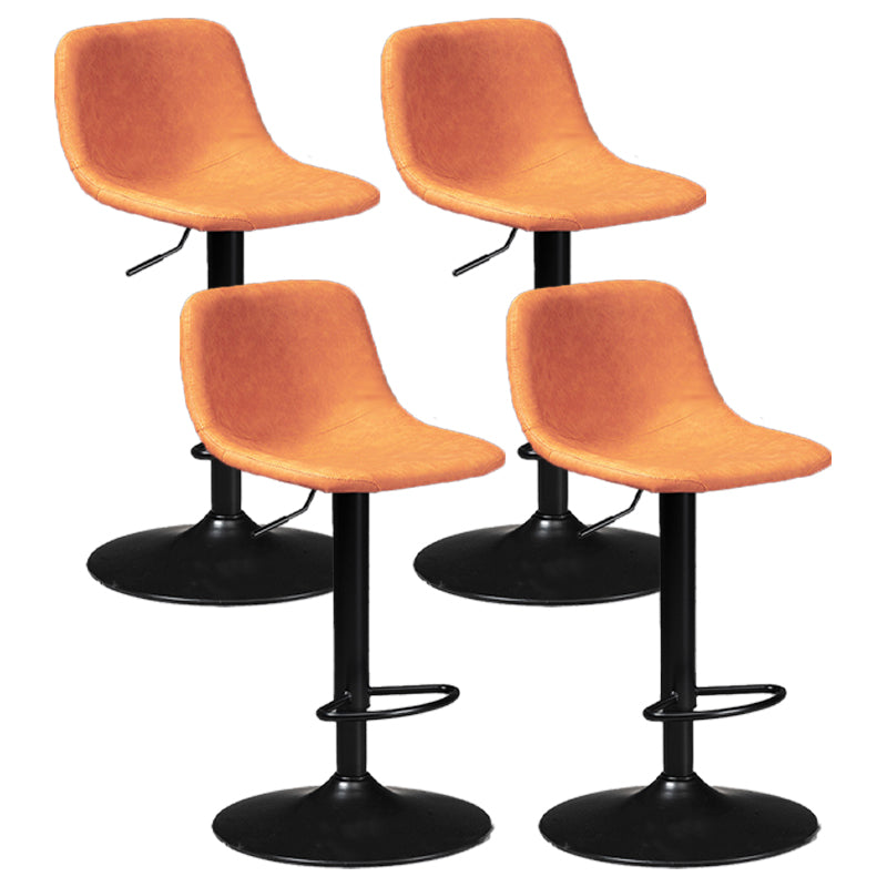 Taburete de bar de estilo industrial, asiento de cuero con respaldo bajo para barra de cocina