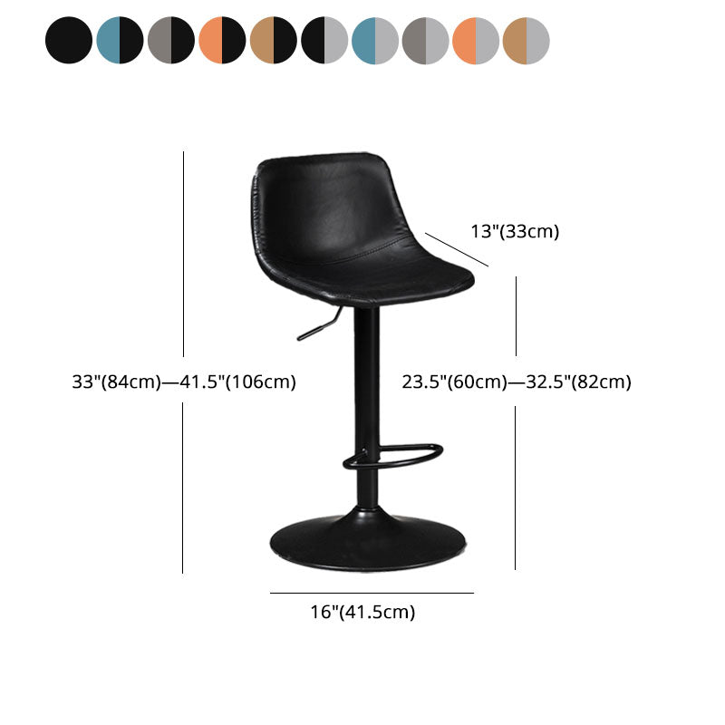 Taburete de bar de estilo industrial, asiento de cuero con respaldo bajo para barra de cocina