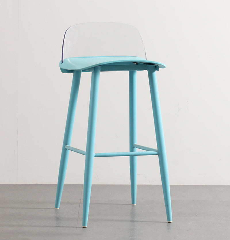 Industrial Style Bar-stool with 4 Legs Low Back PP Seat for Kitchen Bar