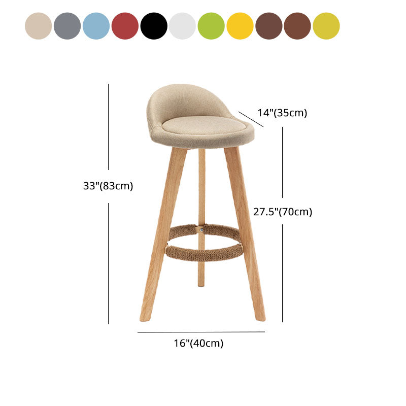 Taburete de bar estilo escandinavo, asiento redondo, patas de madera para barra de cocina