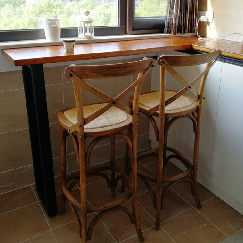 Contemporary Solid Wood Bar Stool Bristol Bar Stool with Wood Seat and Footrest